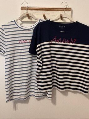Loft Striped Short Sleeve Shirts Size Medium
